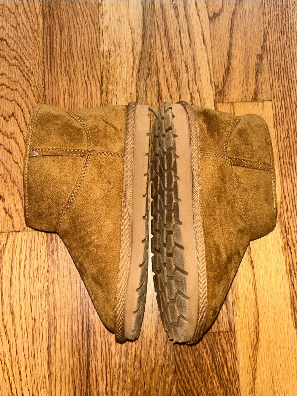 Toddler Unisex Vegan Chestnut Cognac Suede Sherpa-Lined Boots size 11